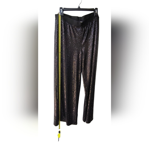 Kensie Elegant Whimsigoth Sequin Women's Wide Leg Stretch Waist Black Pants XL - Picture 4 of 9